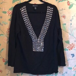 NWOT BLACK INC RHINESTONE SWEATER 1X